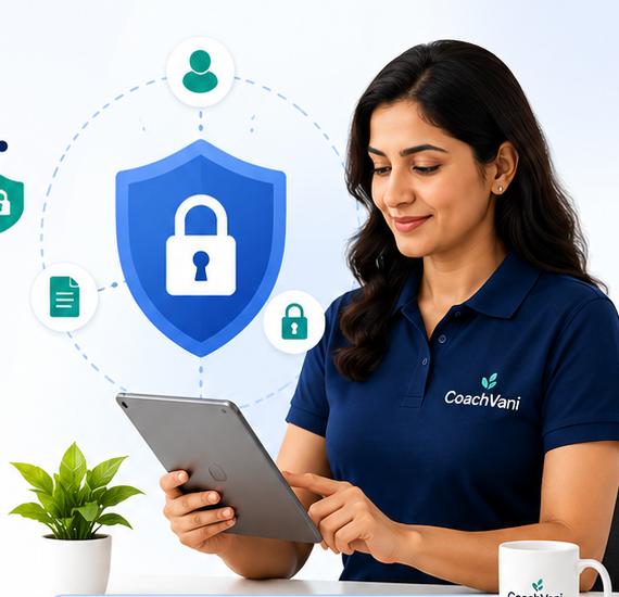 A wellness coach reviewing customer data securely on her own tablet